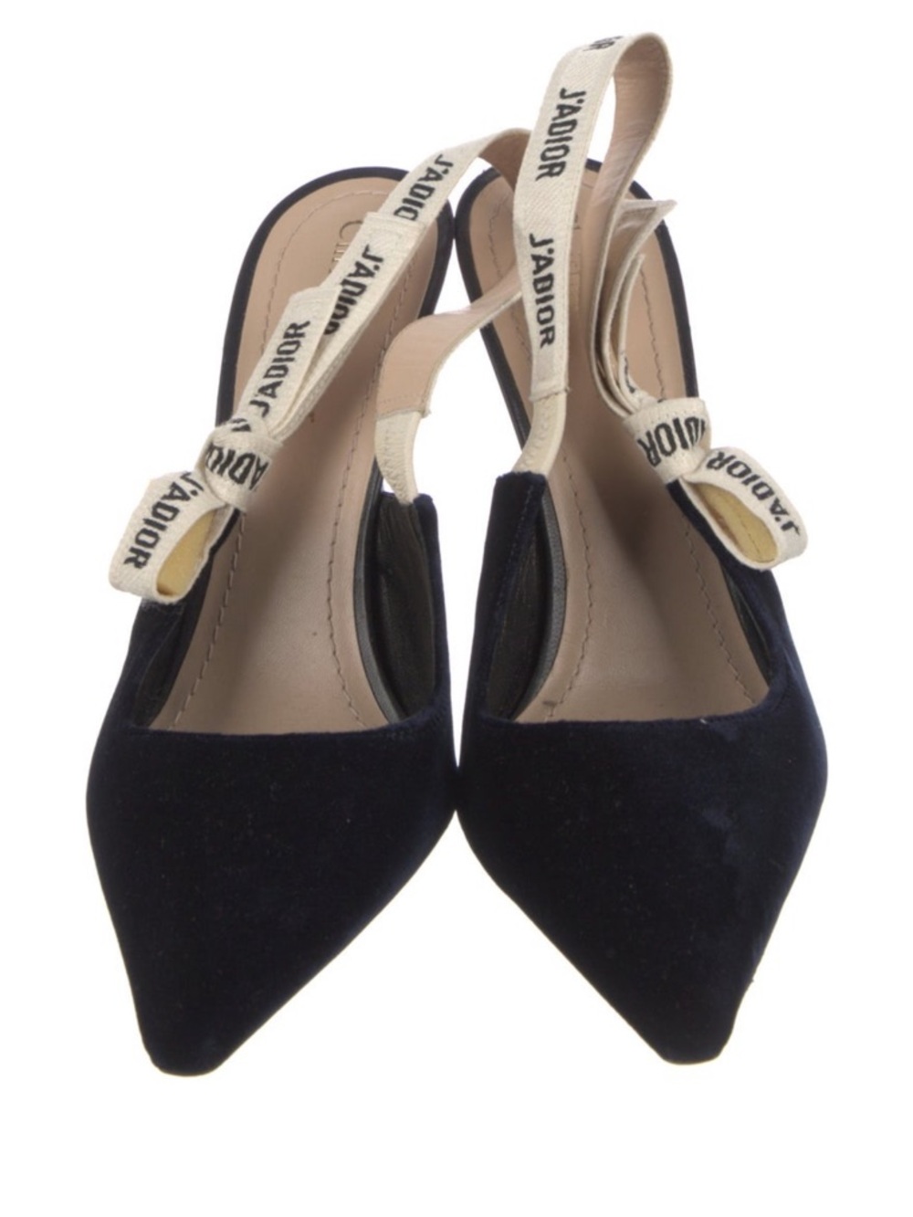 Dior Black Velvet Slingback Pumps with Beige J'Adior Strap - Picture 3 of 5